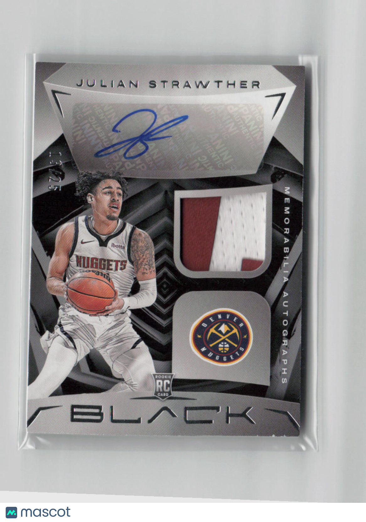 2023-24 Panini Black Julian Strawther Autograph Patch RC 13/25 #RMA-JS