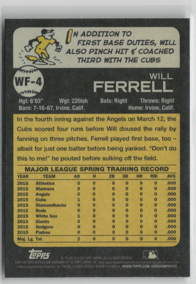 2015 Topps Will Ferrell #WF-4