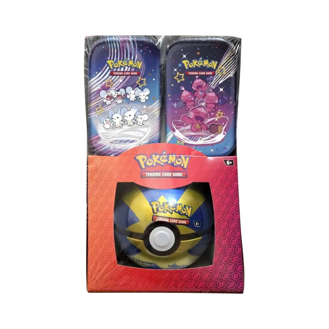Pokemon Paldean Fates Mini Tins + Poke Ball Tin