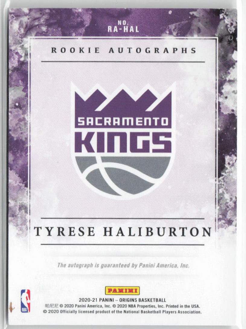 2020-21 Panini Origins Tyrese Haliburton RC Auto #RA-HAL