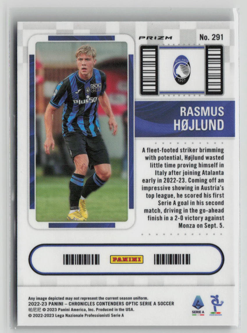 2022-23 Panini Contenders Optic Prizm Rasmus Højlund RC #291