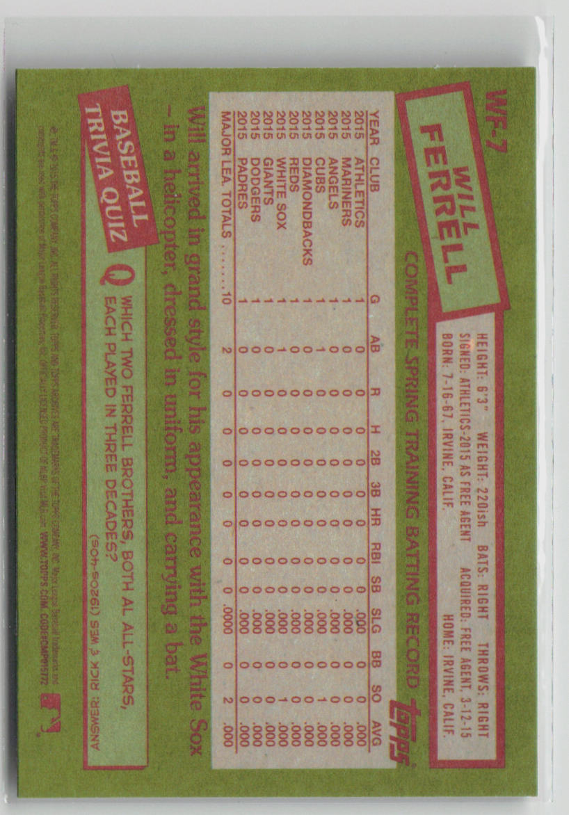 2015 Topps Will Ferrell #WF-7
