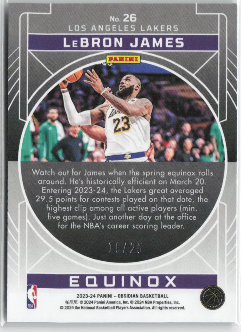 2022 Panini Obsidian LeBron James Equinox Green Etch #10/25 #26