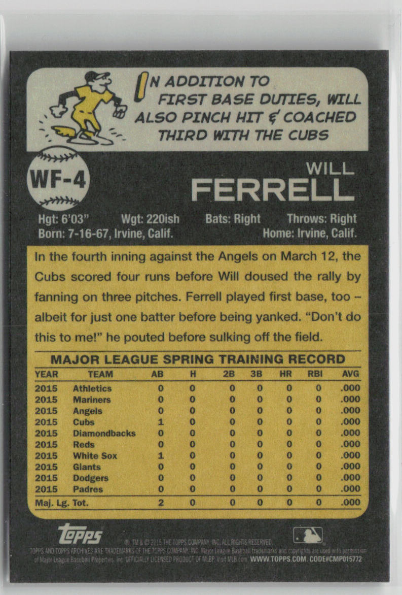2015 Topps Will Ferrell #WF-4