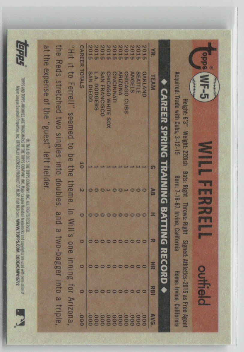 2015 Topps Will Ferrell #WF-5