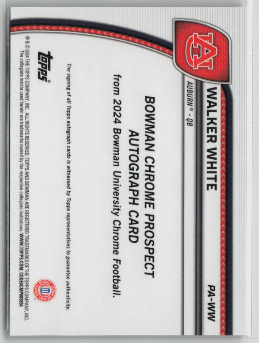 2024 Bowman Chrome Walker White Autograph Gold 14/50 #PA-WW