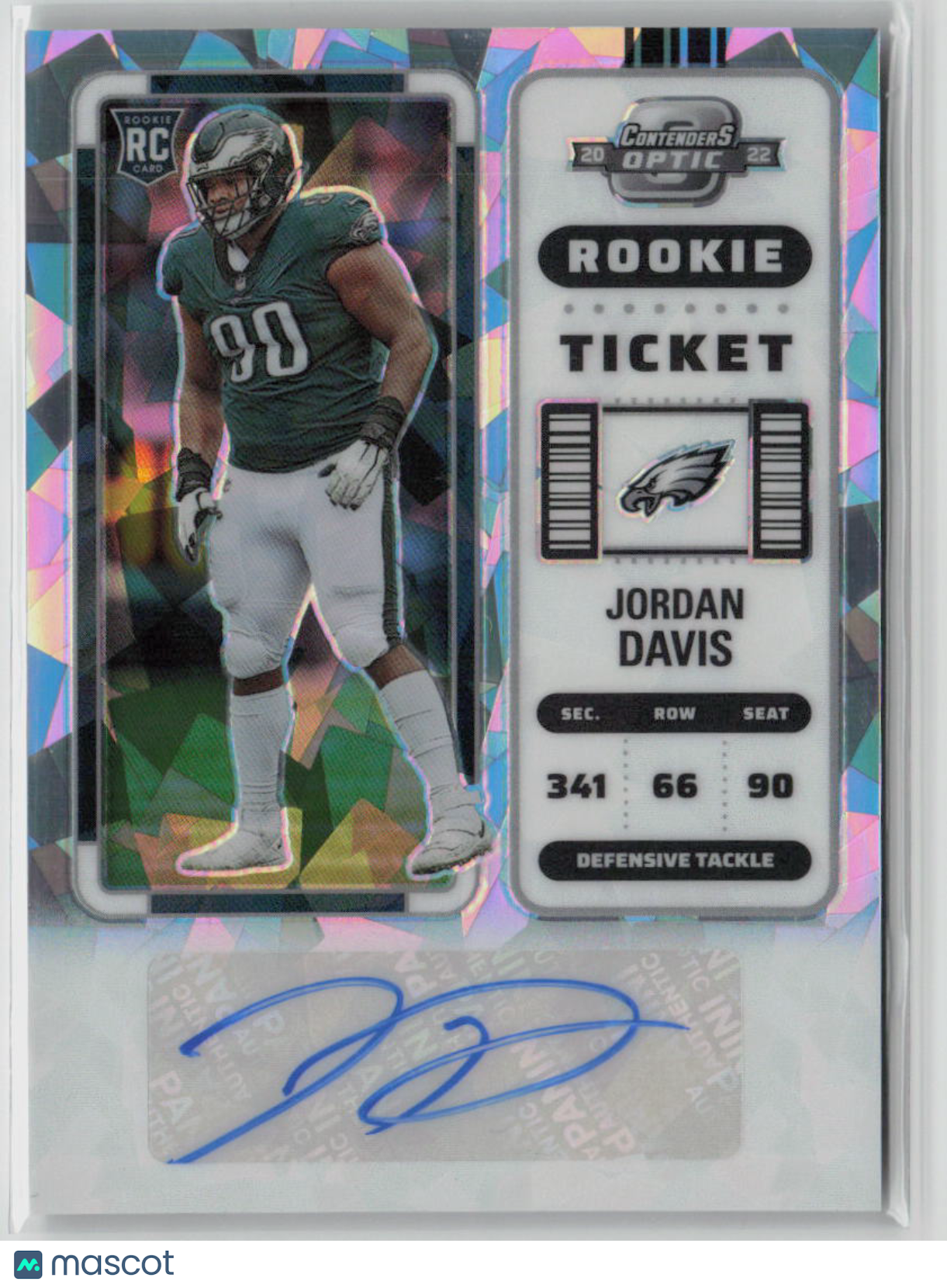 2023 Panini Contenders Optic Jordan Davis Rookie Auto Cracked Ice 17/22 #175