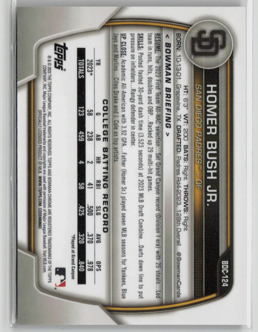 2023 Bowman Chrome Homer Bush Jr. 02/10 Pink #BDC-124