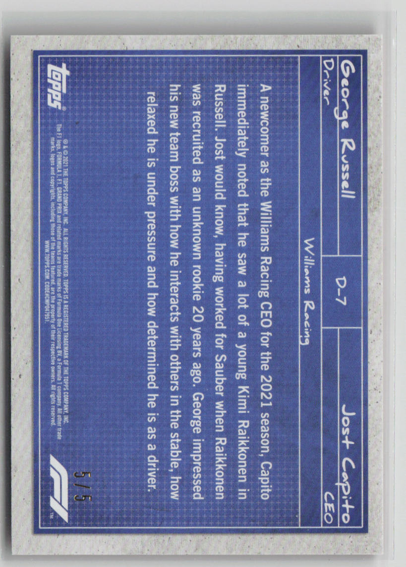 2021 Topps Formula 1 Jost Capito George Russell 5 / 5 #D-7