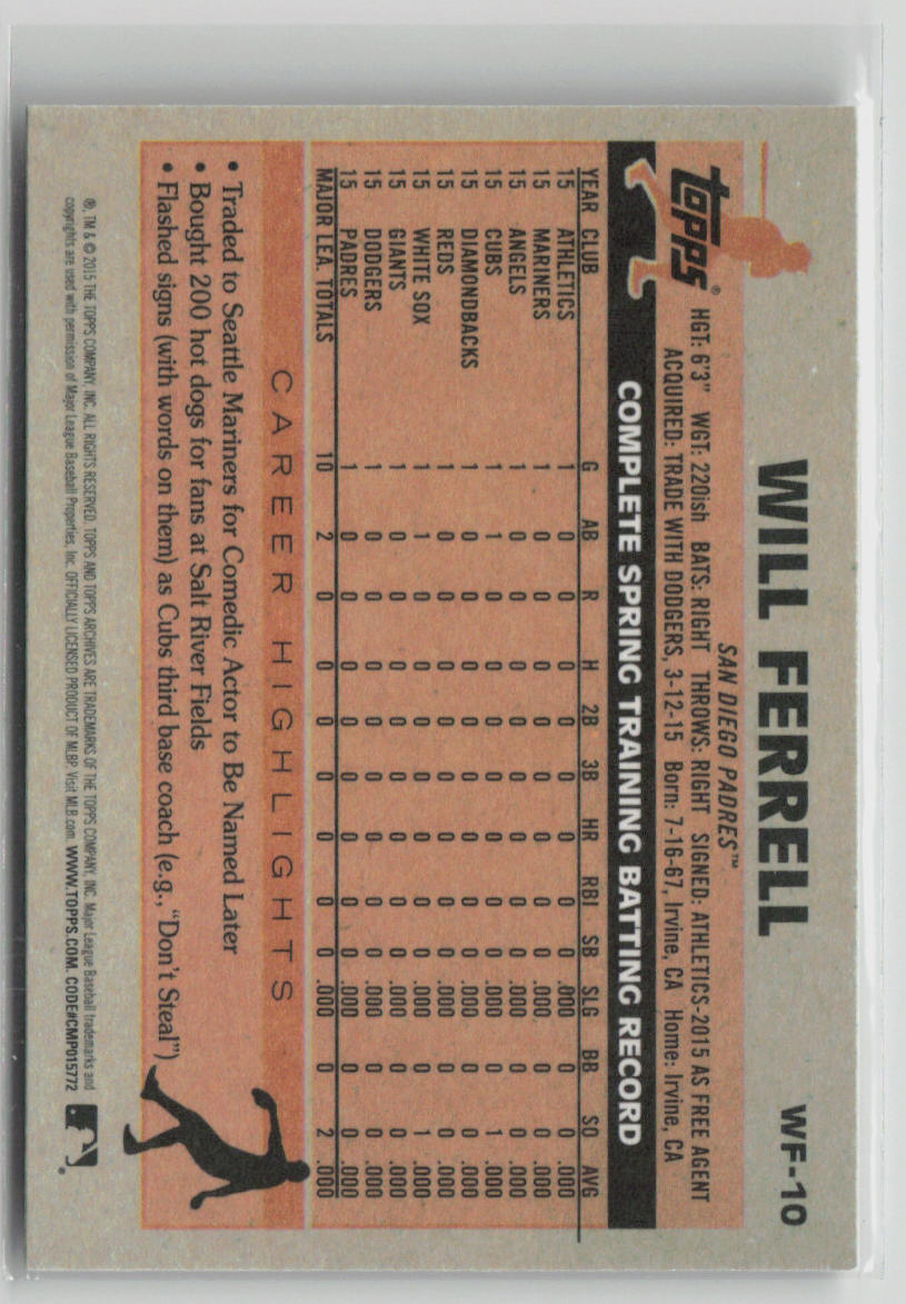 2015 Topps Will Ferrell #WF-10
