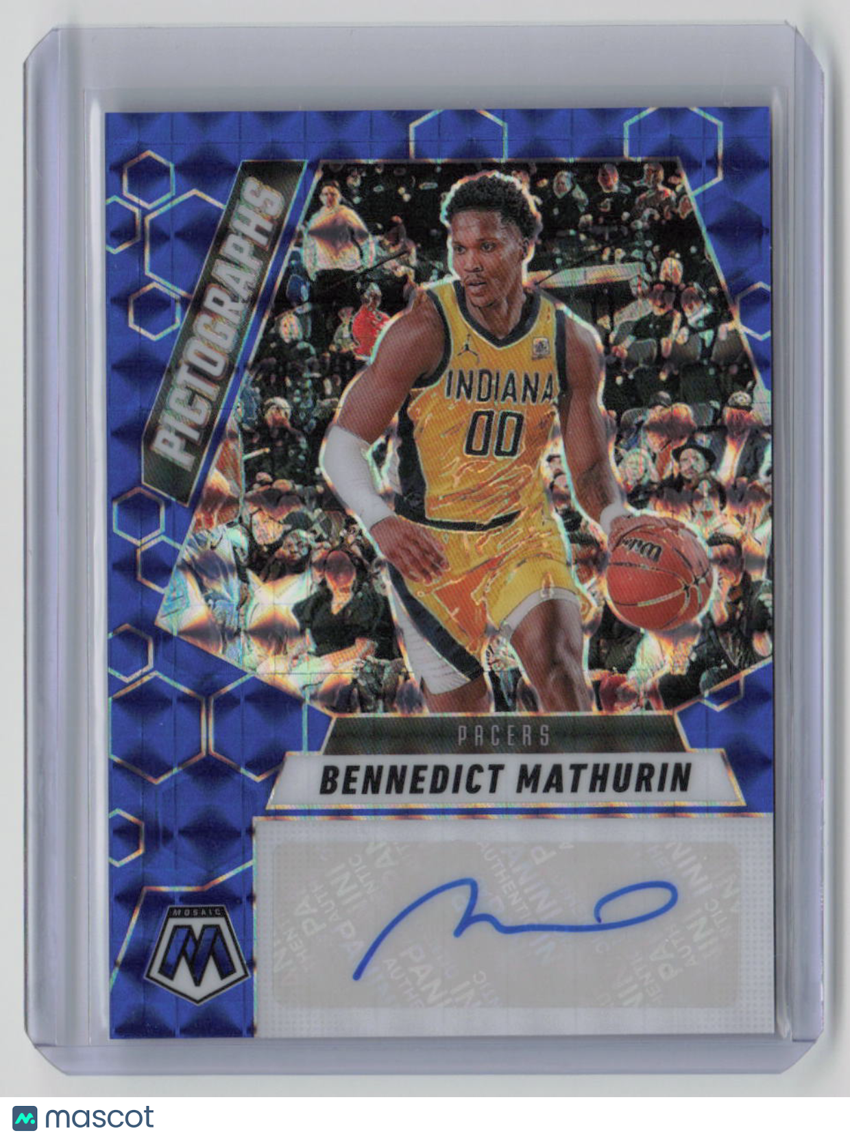 2024-25 Panini Mosaic Pictographs Bennedict Mathurin Auto Blue 10/35 #PM-BEN
