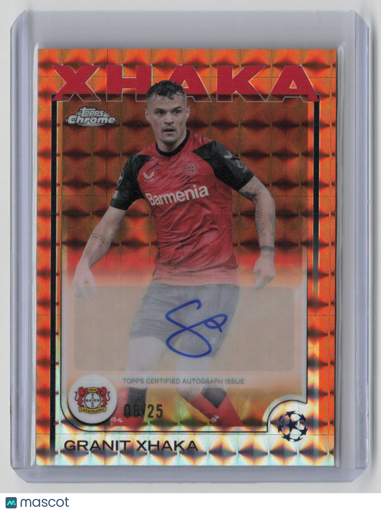 2025 Topps Chrome Granit Xhaka Autograph 08/25 Orange Geometric #CAGX