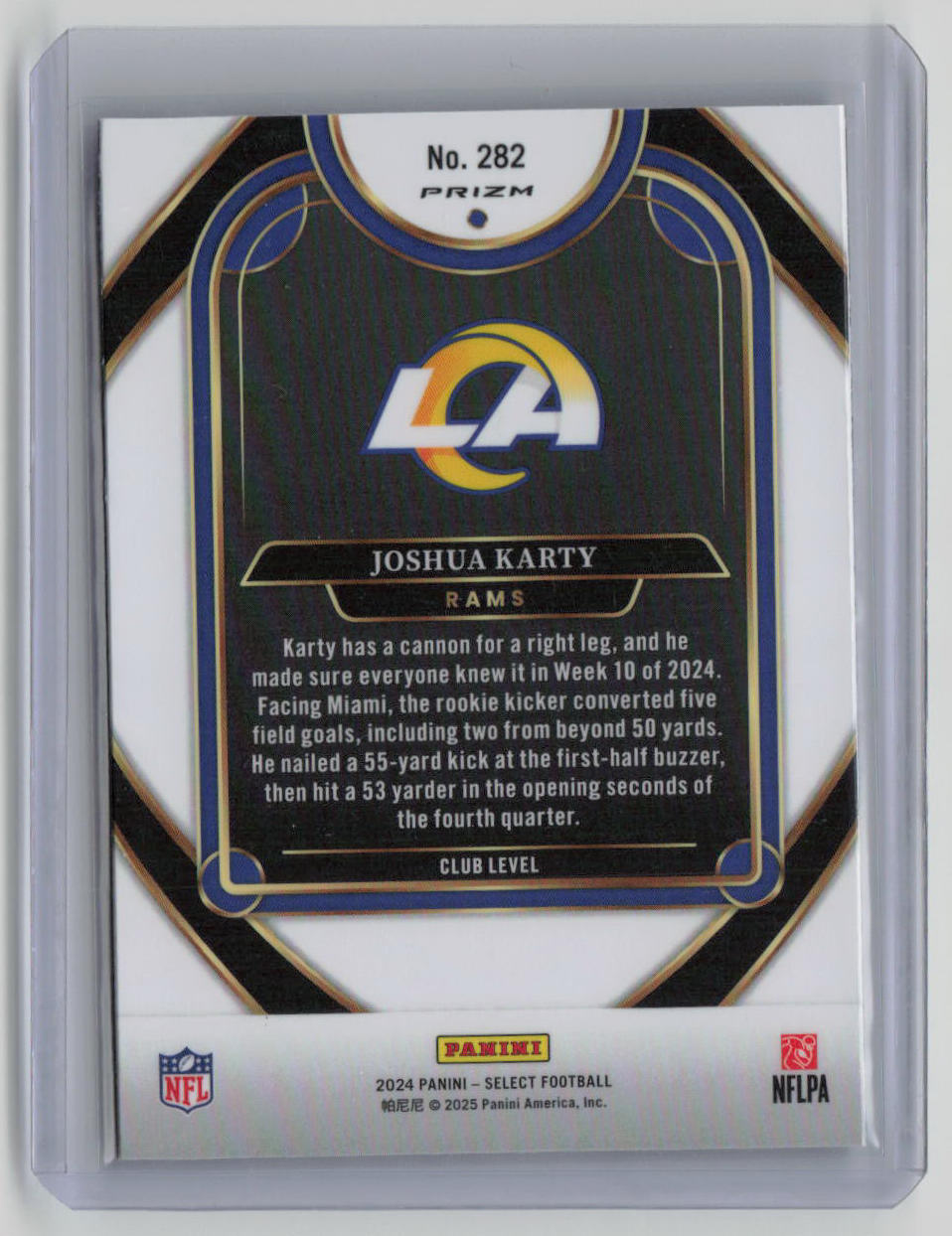 2024 Panini Select Prizm Joshua Karty RC Zebra #282