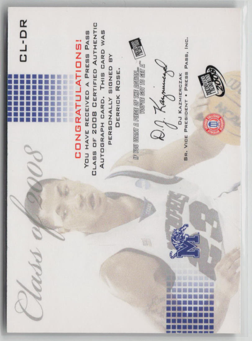 2008 Press Pass Class of 2008 Derrick Rose Autograph 178/199 #CL-DR
