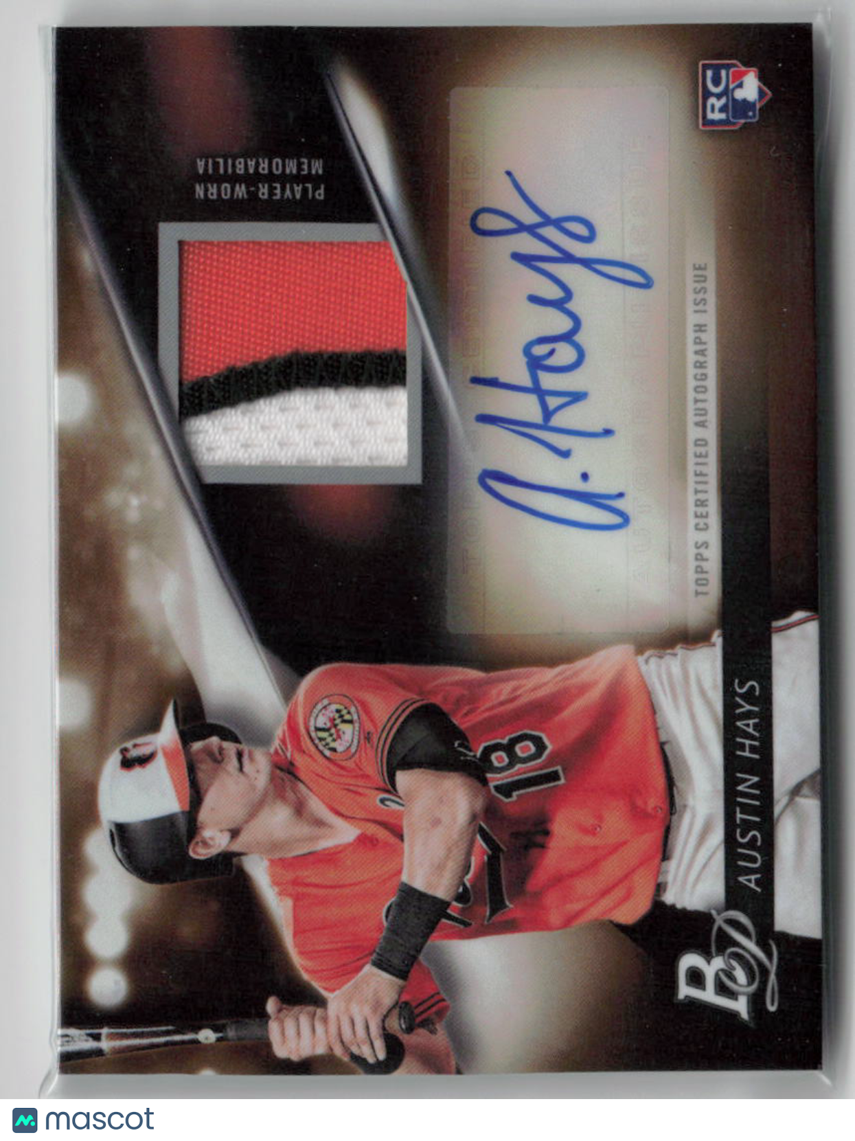 2018 Bowman Platinum Austin Hays Autograph Patch RC 11/25 #PPA-AH