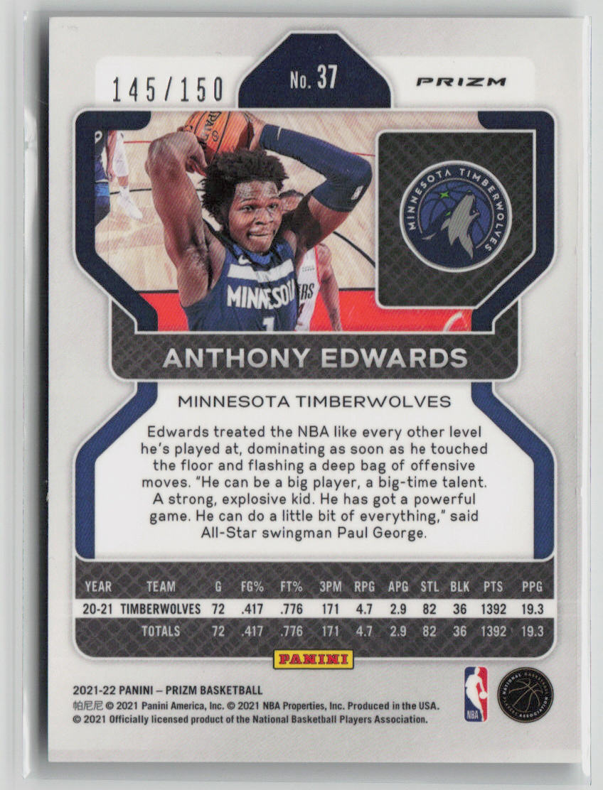 2021-22 Panini Prizm Anthony Edwards 145/150 Pandora Set #37