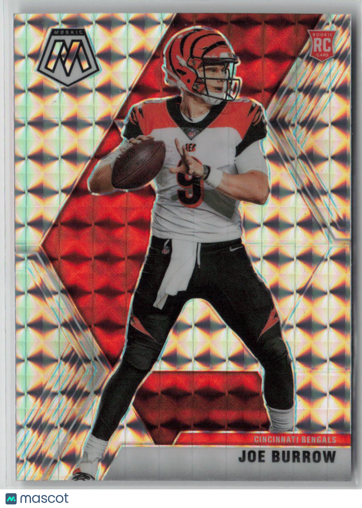 2020 Panini Mosaic Prizm Joe Burrow Rookie Silver Mosaic #201