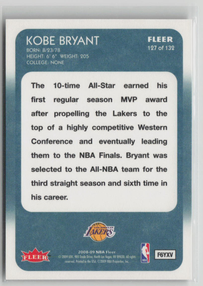 2008-09 Fleer All-Star Game Kobe Bryant #127