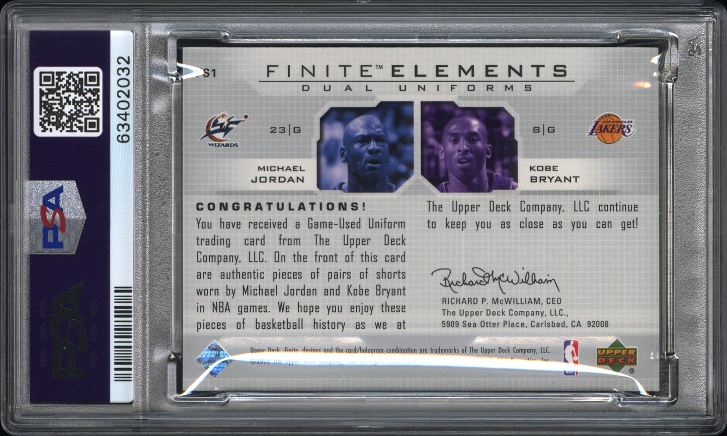2003 Upper Deck Finite Elements Dual Uniforms Warm-Up Michael Jordan #FS1 PSA 9