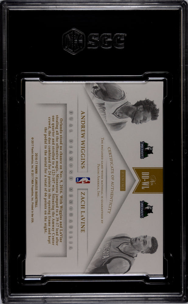 2016 Panini Flawless Lavine Wiggins Dual Patch Emerald 1/5 #DD-WL SGC 9.5