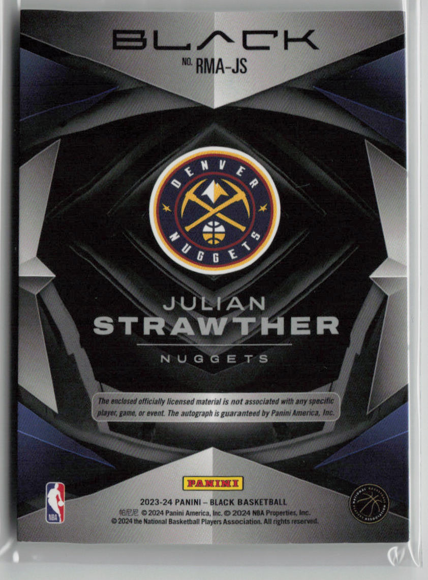 2023-24 Panini Black Julian Strawther Autograph Patch RC 13/25 #RMA-JS