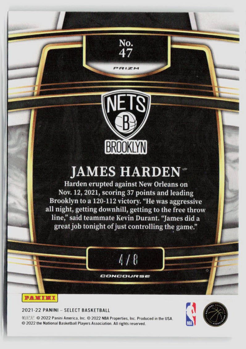 2021 Panini Select James Harden Lucky Envelope 4/8 #47