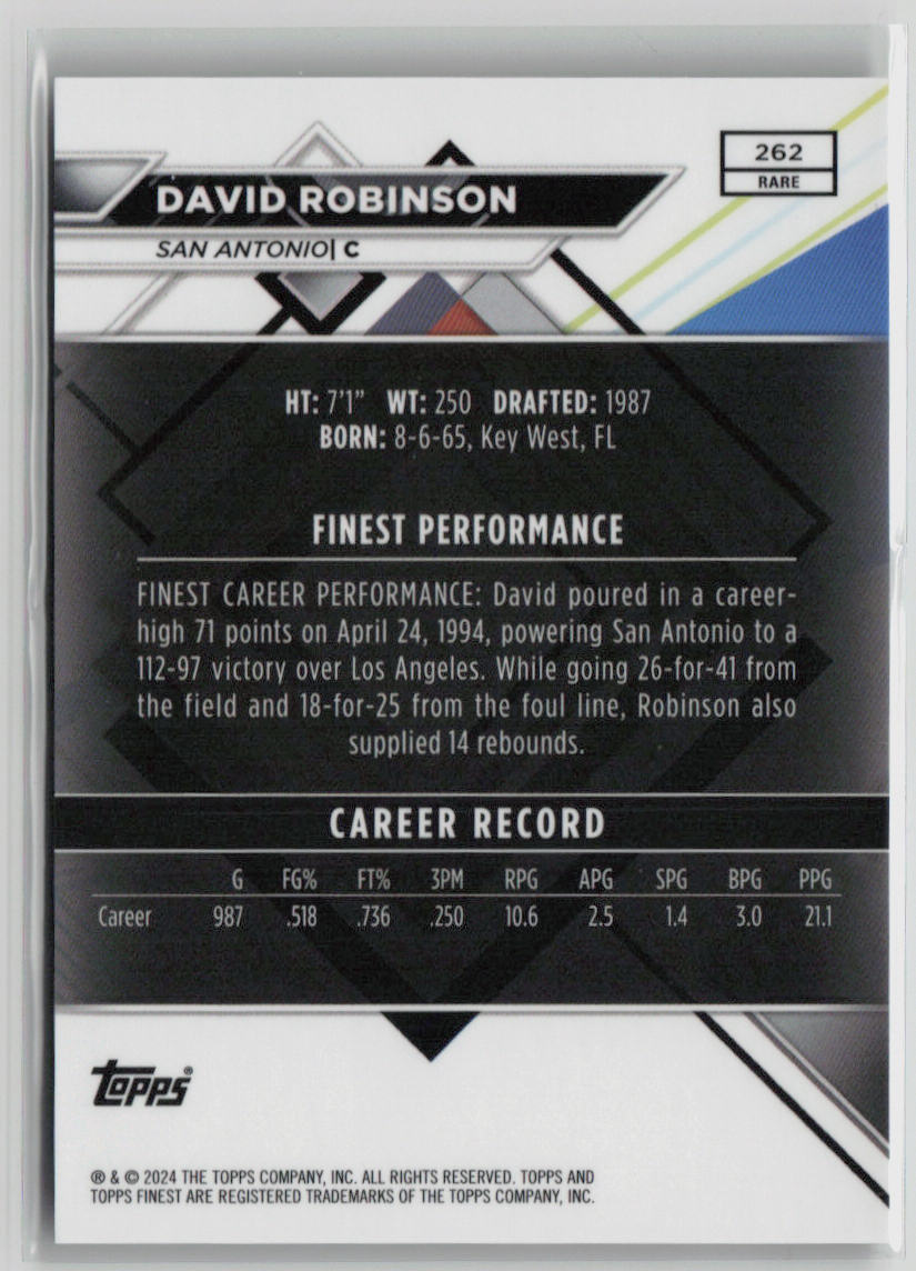 2023 Topps Finest David Robinson 03/10 Red Black #262