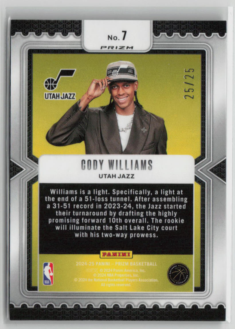 2023-24 Panini Prizm Cody Williams Rookie Luck of The Lottery Mojo 25/25 #7