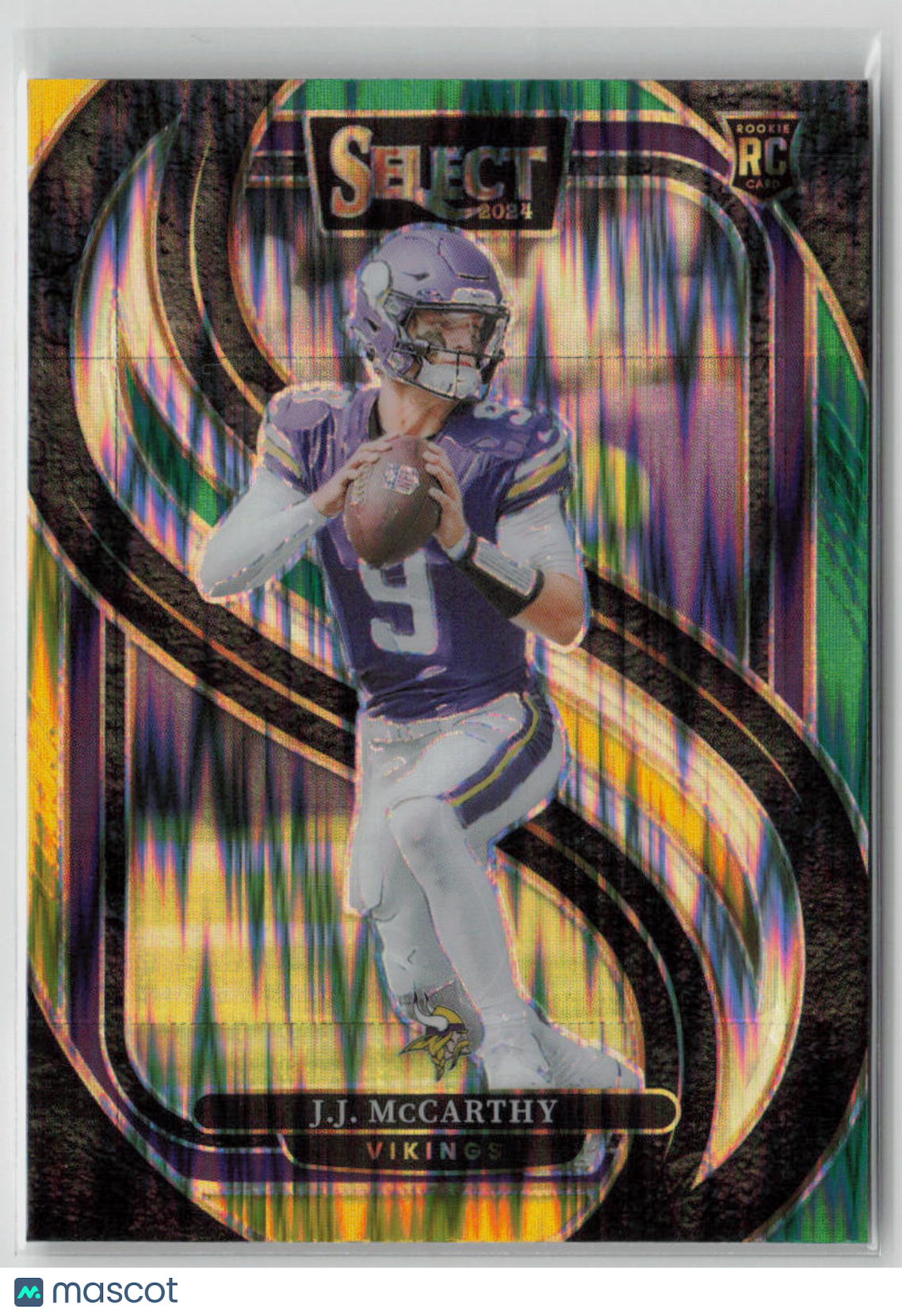2025 Panini Select Prizm J.J. McCarthy RC Premier Level Green Yellow Flash #134