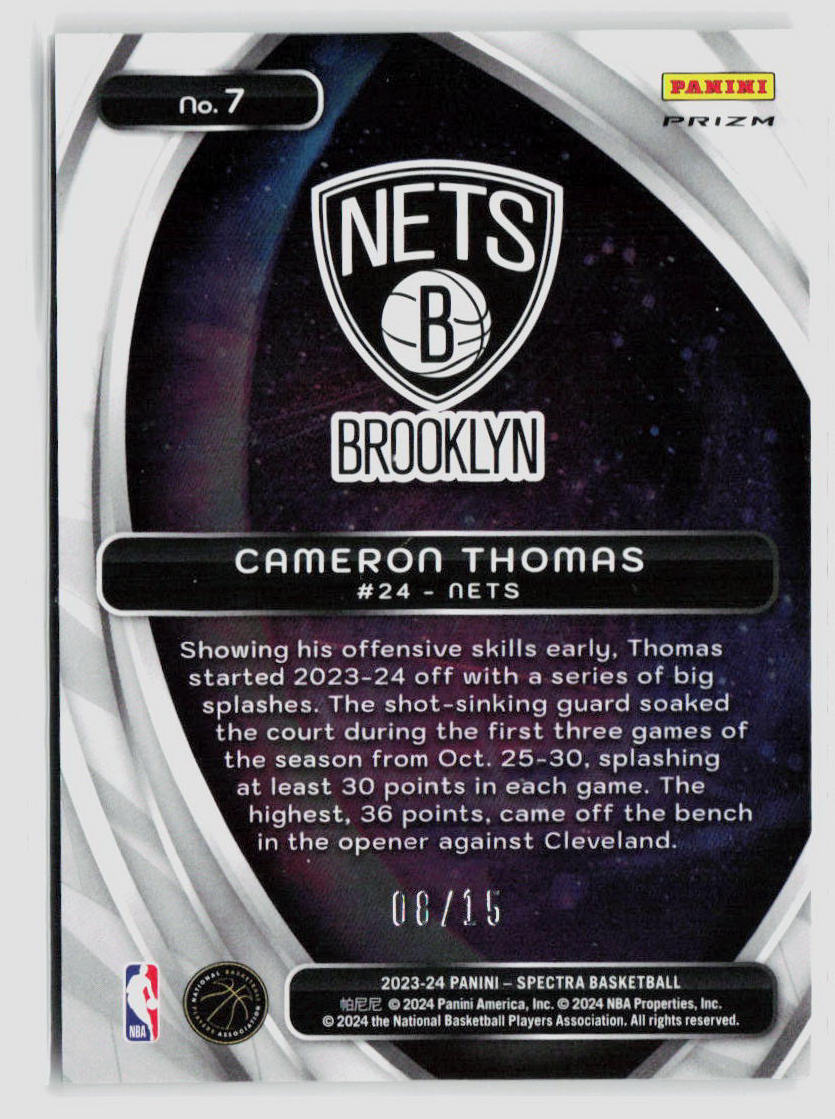 2023 Panini Spectra Cameron Thomas Titan Purple 08/15 #7