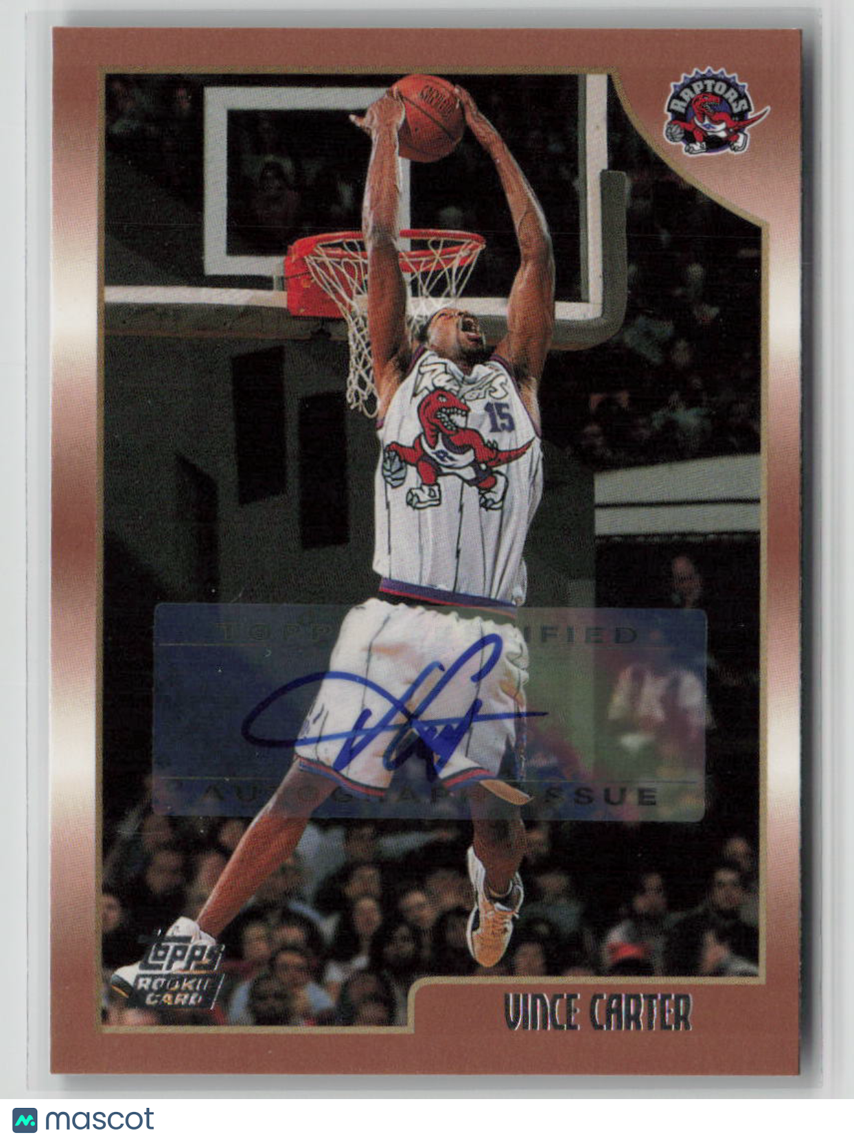 1998 Topps Rookie Card Vince Carter Rookie Autograph #199