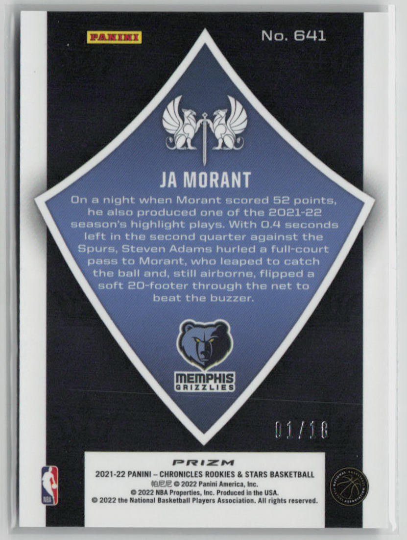 2021-22 Panini Chronicles Rookies & Stars Crusade Prizm Ja Morant 01/18 #641