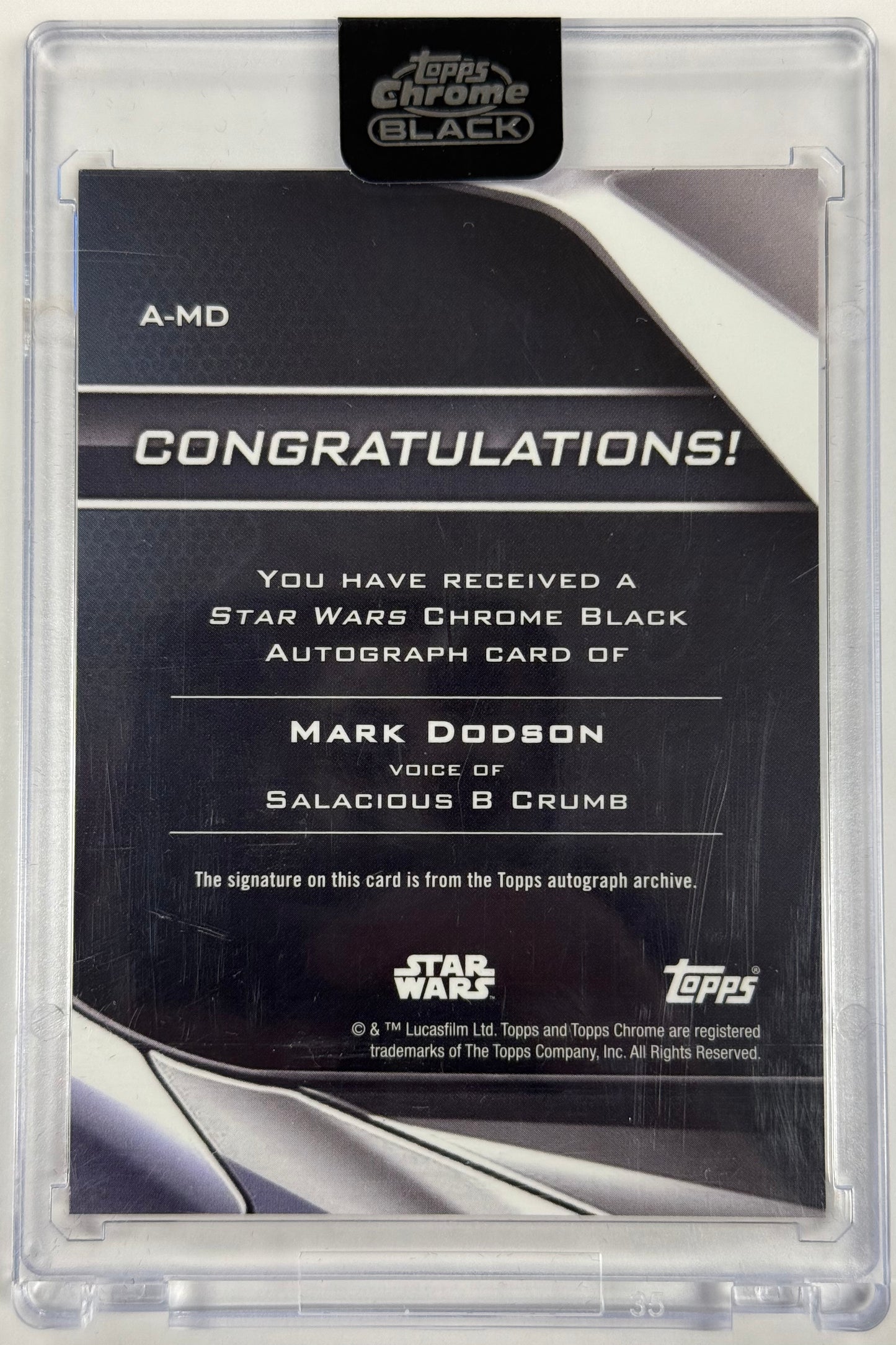 Topps Chrome Black Salacious B. Crumb Auto 3/5 #A-MD