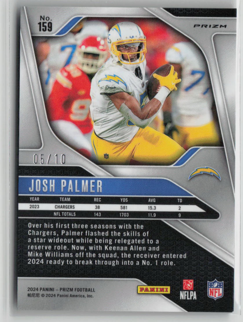 2024 Panini Prizm Football Josh Palmer 05/10 Gold Choice #159