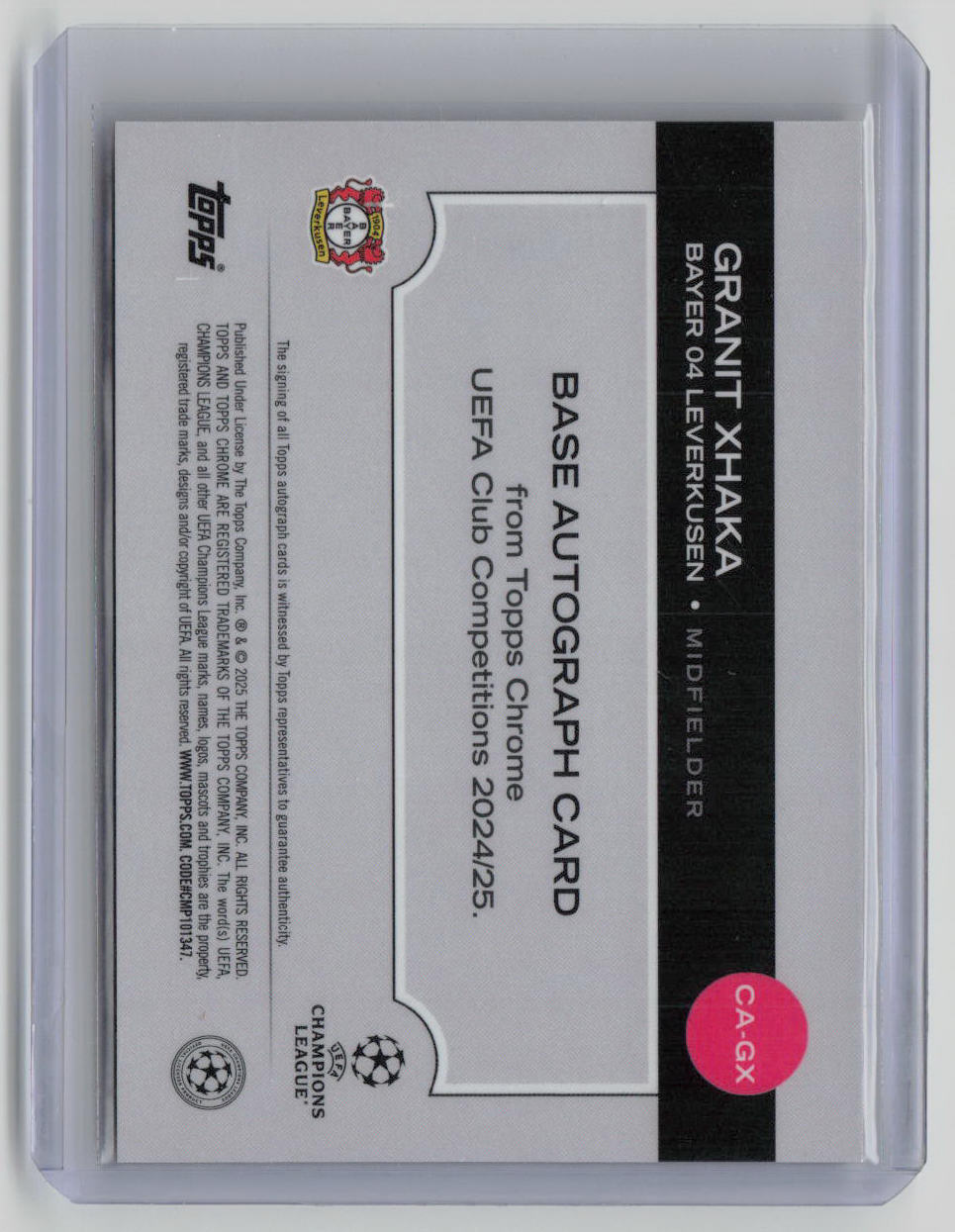2025 Topps Chrome Granit Xhaka Autograph 08/25 Orange Geometric #CAGX