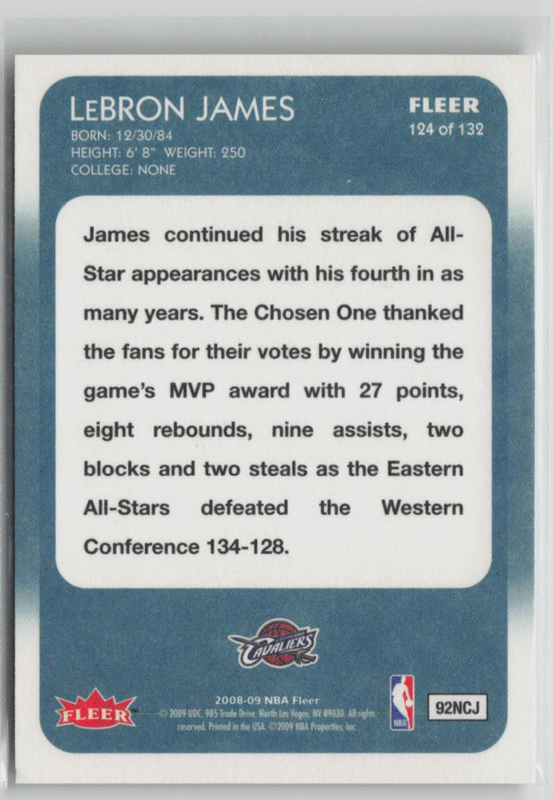2009 Fleer All-Star Game LeBron James #124