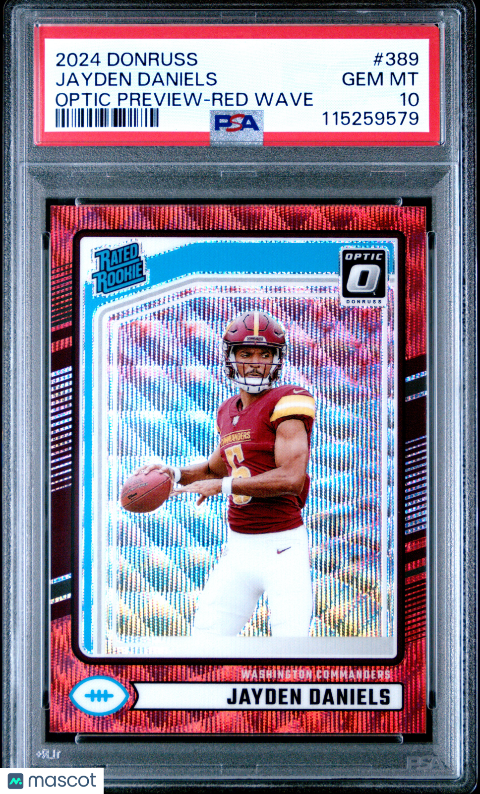 2024 Panini Donruss Jayden Daniels Optic Preview Red Wave #389 PSA 10