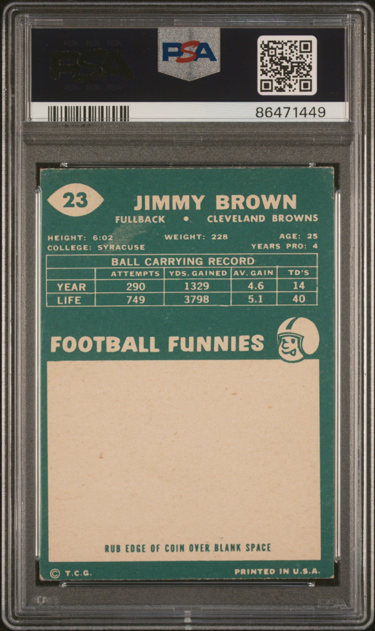 1960 Topps Jim Brown #23 PSA 3