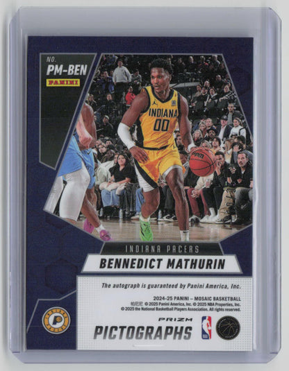 2024-25 Panini Mosaic Pictographs Bennedict Mathurin Auto Blue 10/35 #PM-BEN