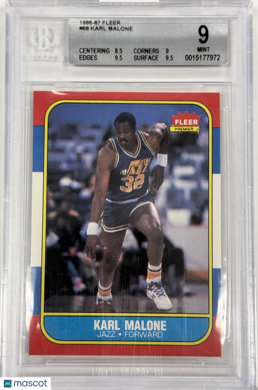 1986-87 Fleer Karl Malone RC #68 BGS 9