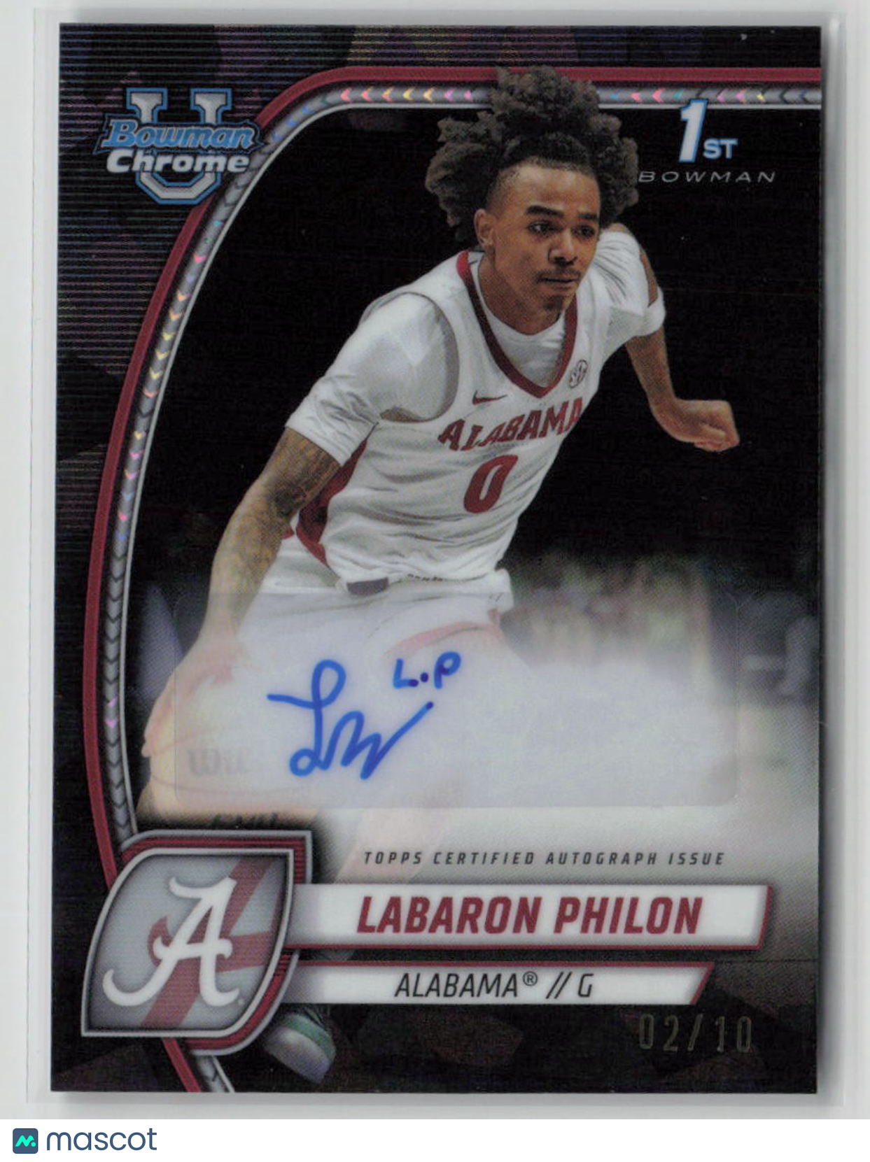 2025 Bowman U Chrome Sapphire Edition Labaron Philon Black Autograph 02/10 #49