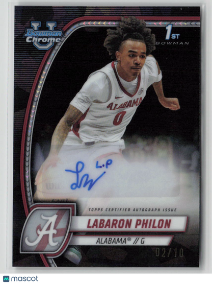 2025 Bowman U Chrome Sapphire Edition Labaron Philon Black Autograph 02/10 #49