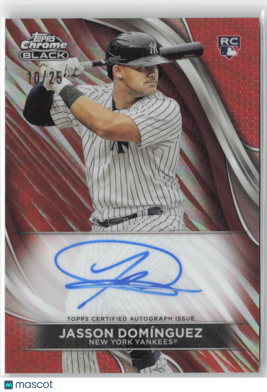 2024 Topps Chrome Black Jasson Dominguez 10/25 Orange Rookie Auto #CBA-JDO