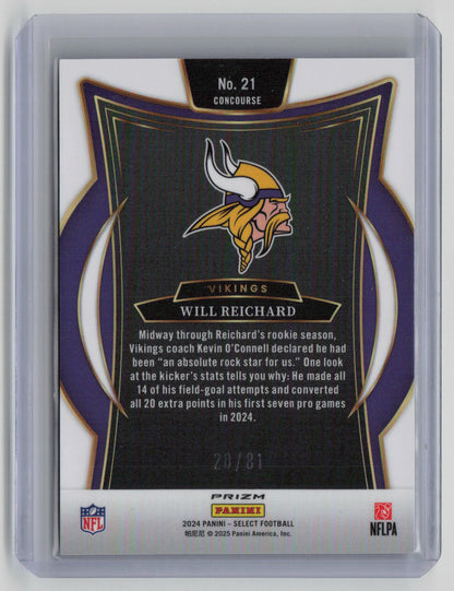 2025 Panini Select Prizm Will Reichard RC 20/81 Dragon Scale #21