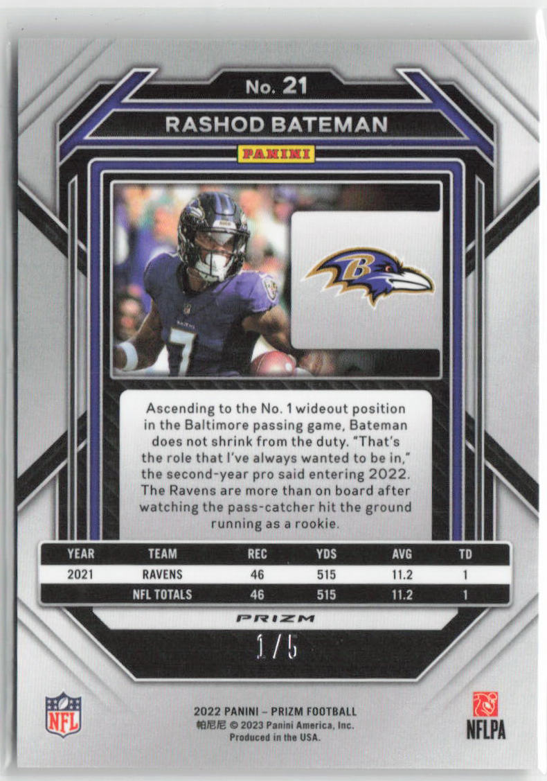 2022 Panini Prizm Rashod Bateman Gold Vinyl 1/5 #21