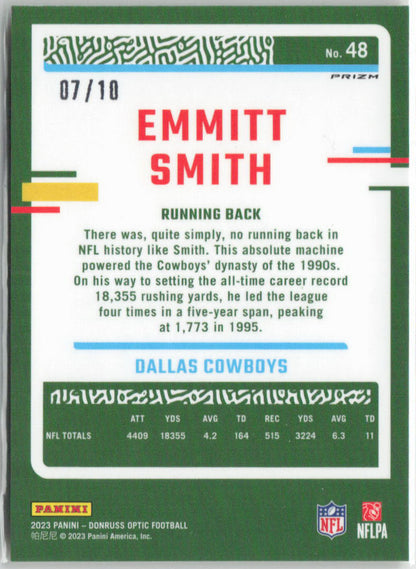 2023 Panini Optic Emmitt Smith Gold 07/10 RC #48