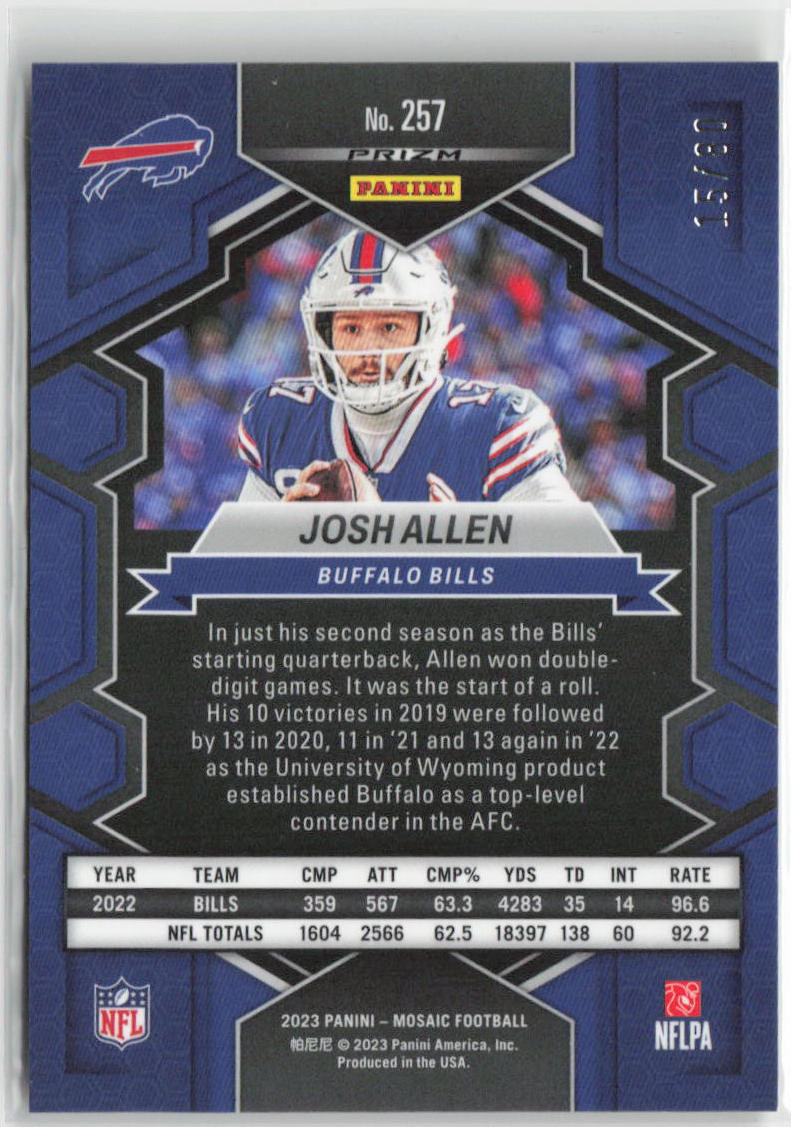 2023 Panini Mosaic Josh Allen 15/80 Red Yellow Choice #257