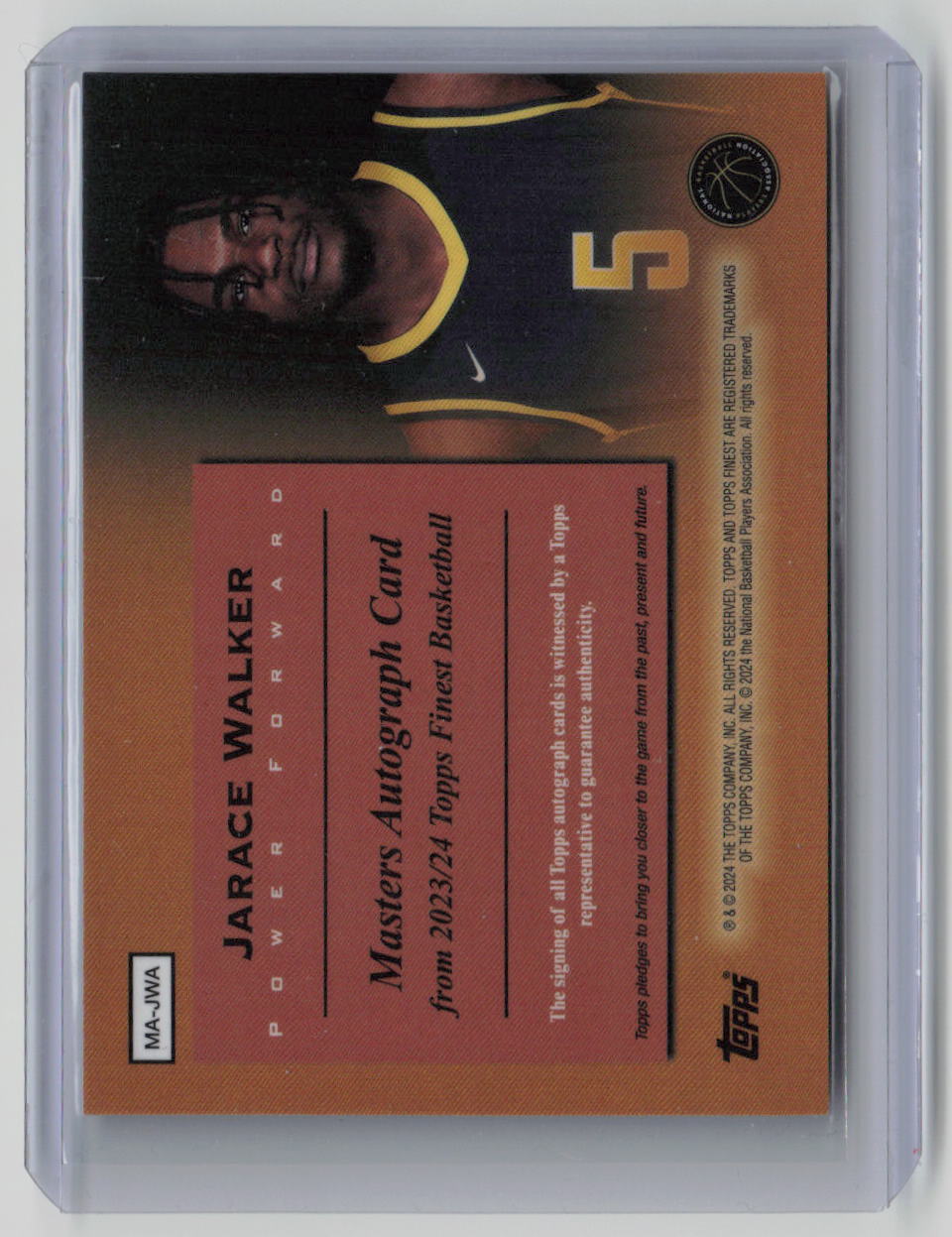 2024 Topps Finest Masters Jarace Walker RC 03/25 Black Autograph #MA-JWA