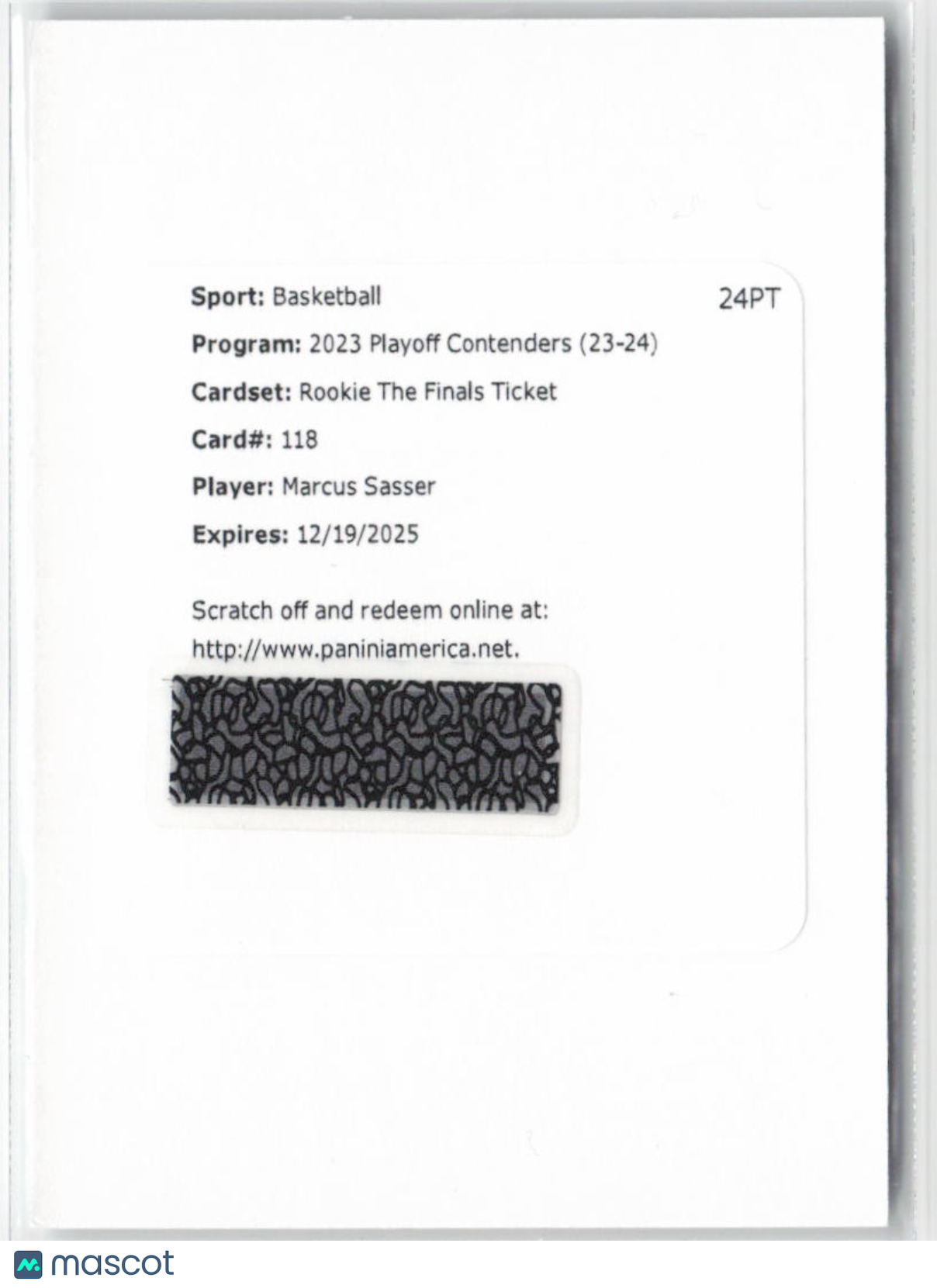 2023 Panini Contenders Marcus Sasser Finals Rookie Auto /25 REDEMPTION CARD #118