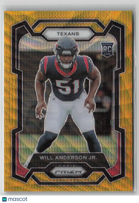 2023 Panini Prizm Football Will Anderson Jr. 08/10 RC Gold Wave #342